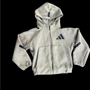 Adidas Boys ZNE Full Zip Hoodie Gray/Brown XS